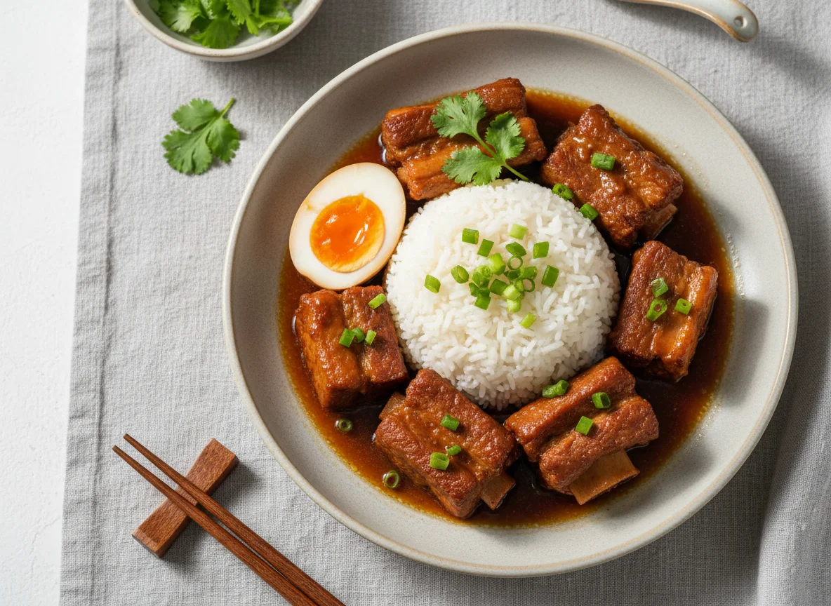 Stewed Pork Ribs with Rice and Egg photo
