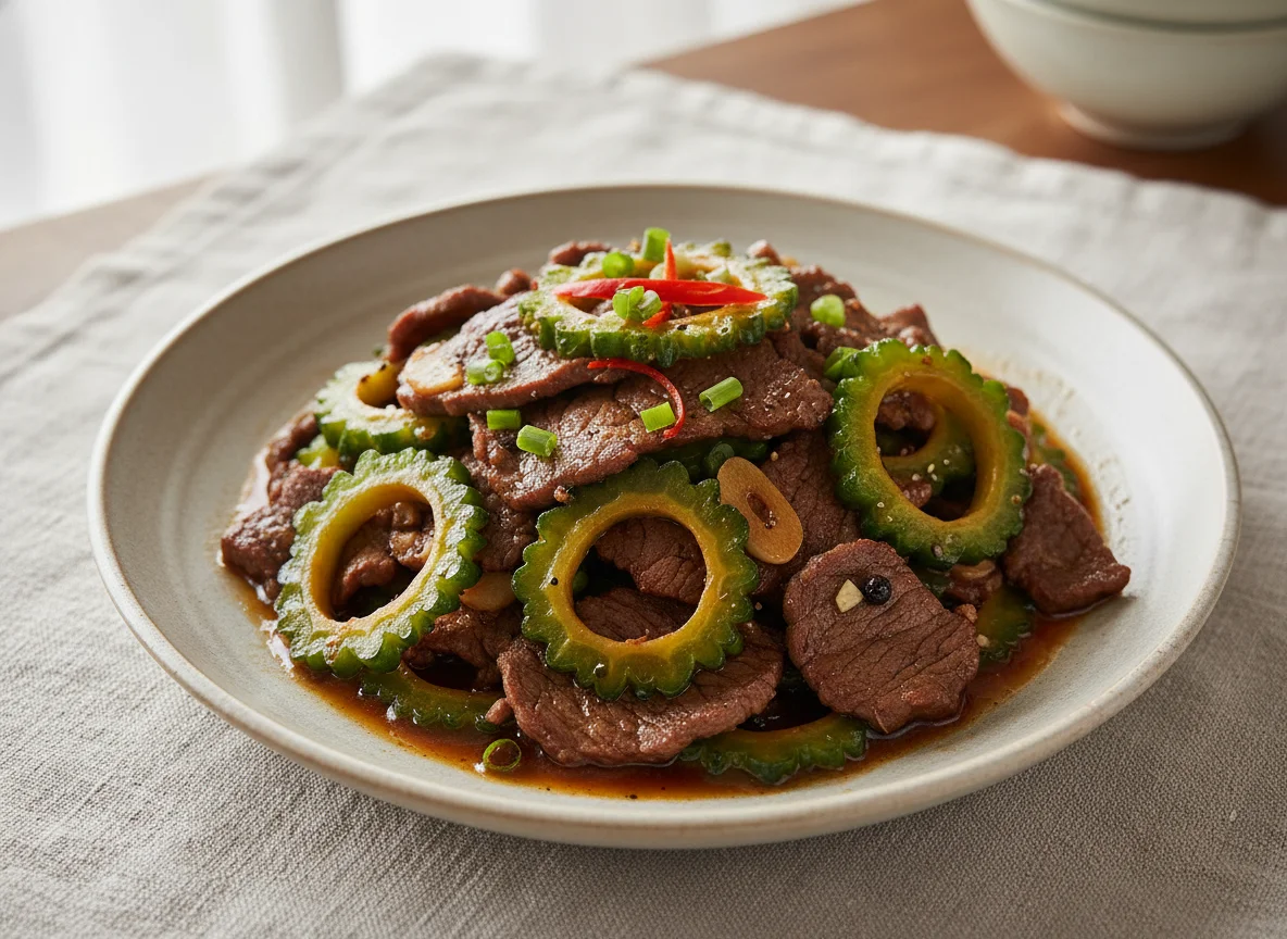 Stir-fried Bitter Melon with Beef photo