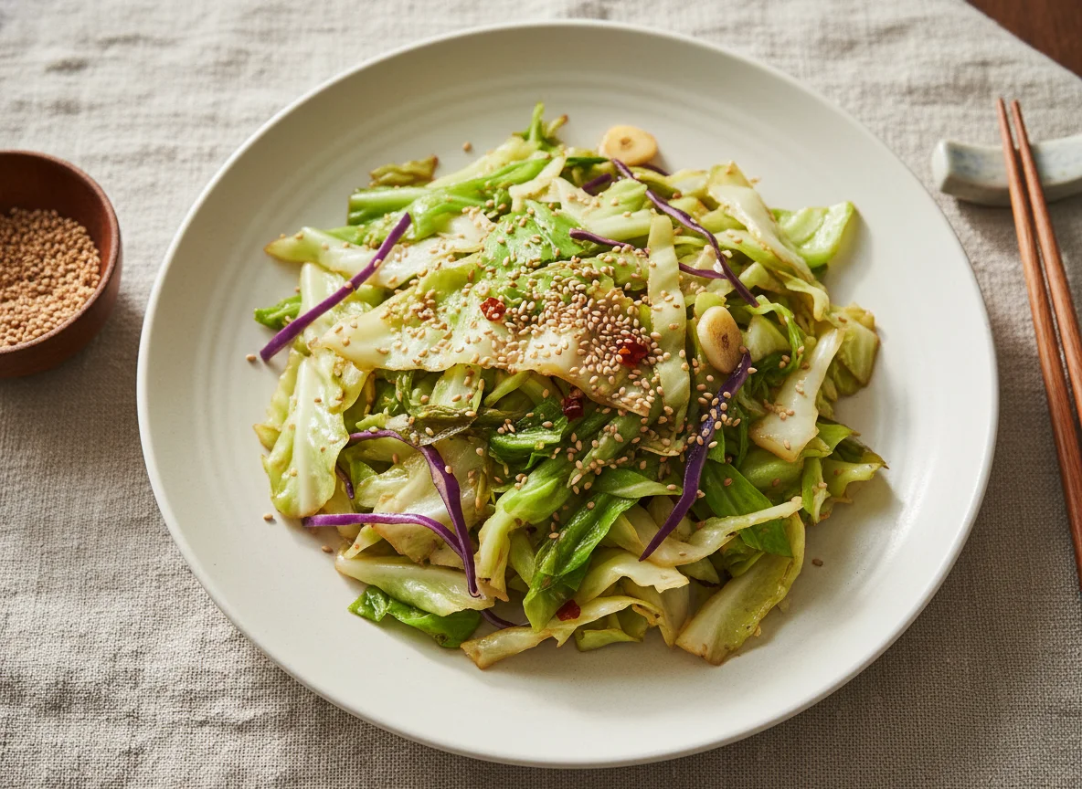 Stir-fried Cabbage with Sesame Seeds photo
