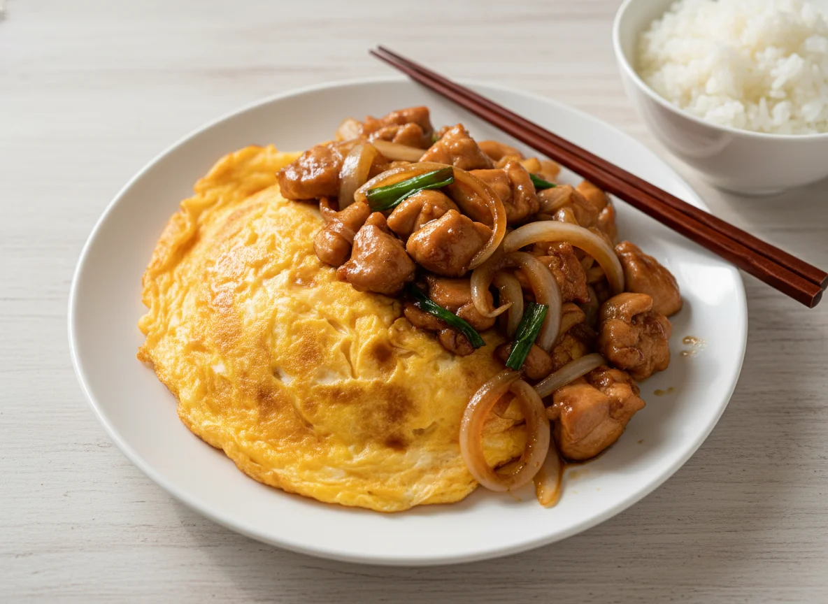 Stir-fried Chicken with Omelette photo