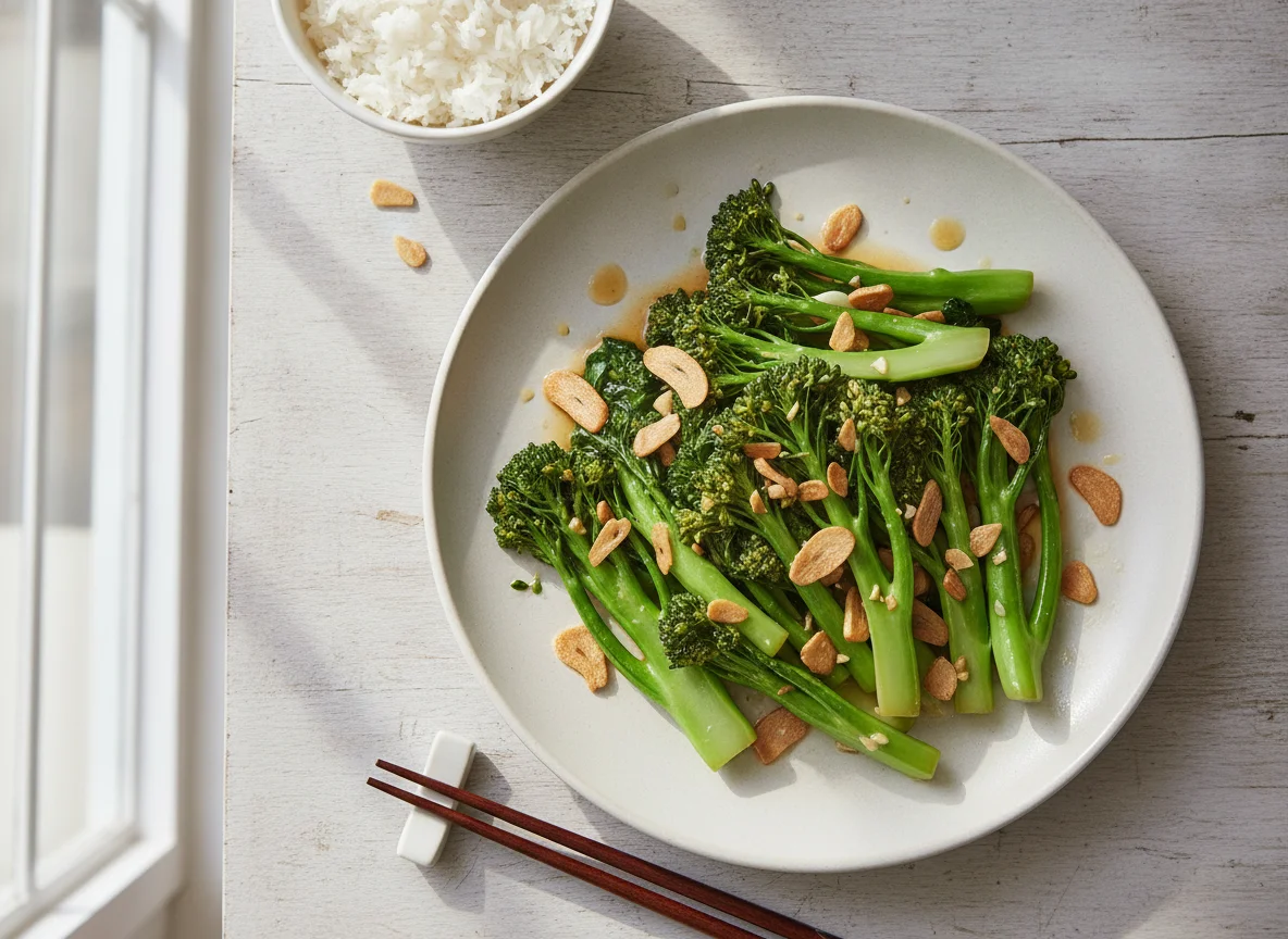 Stir-fried Chinese Broccoli with Garlic photo