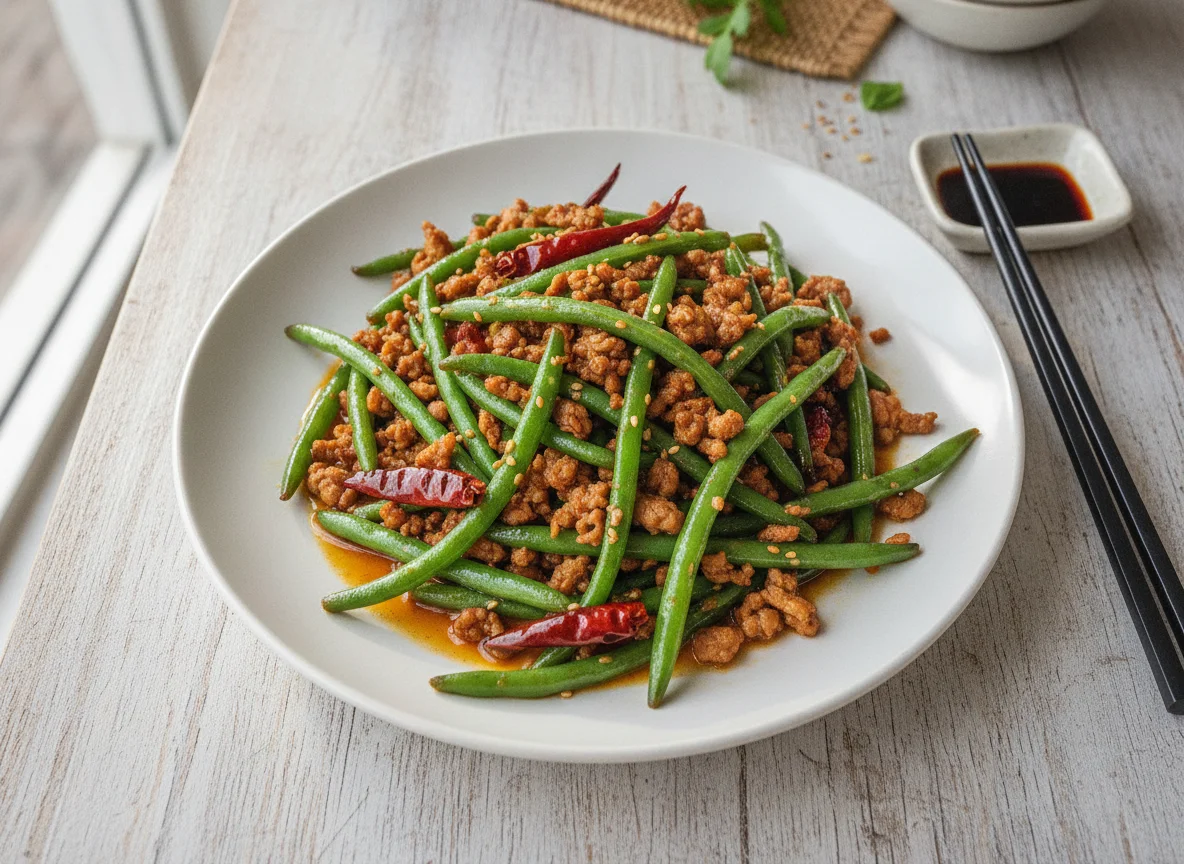 Stir-fried Green Beans with Minced Pork photo