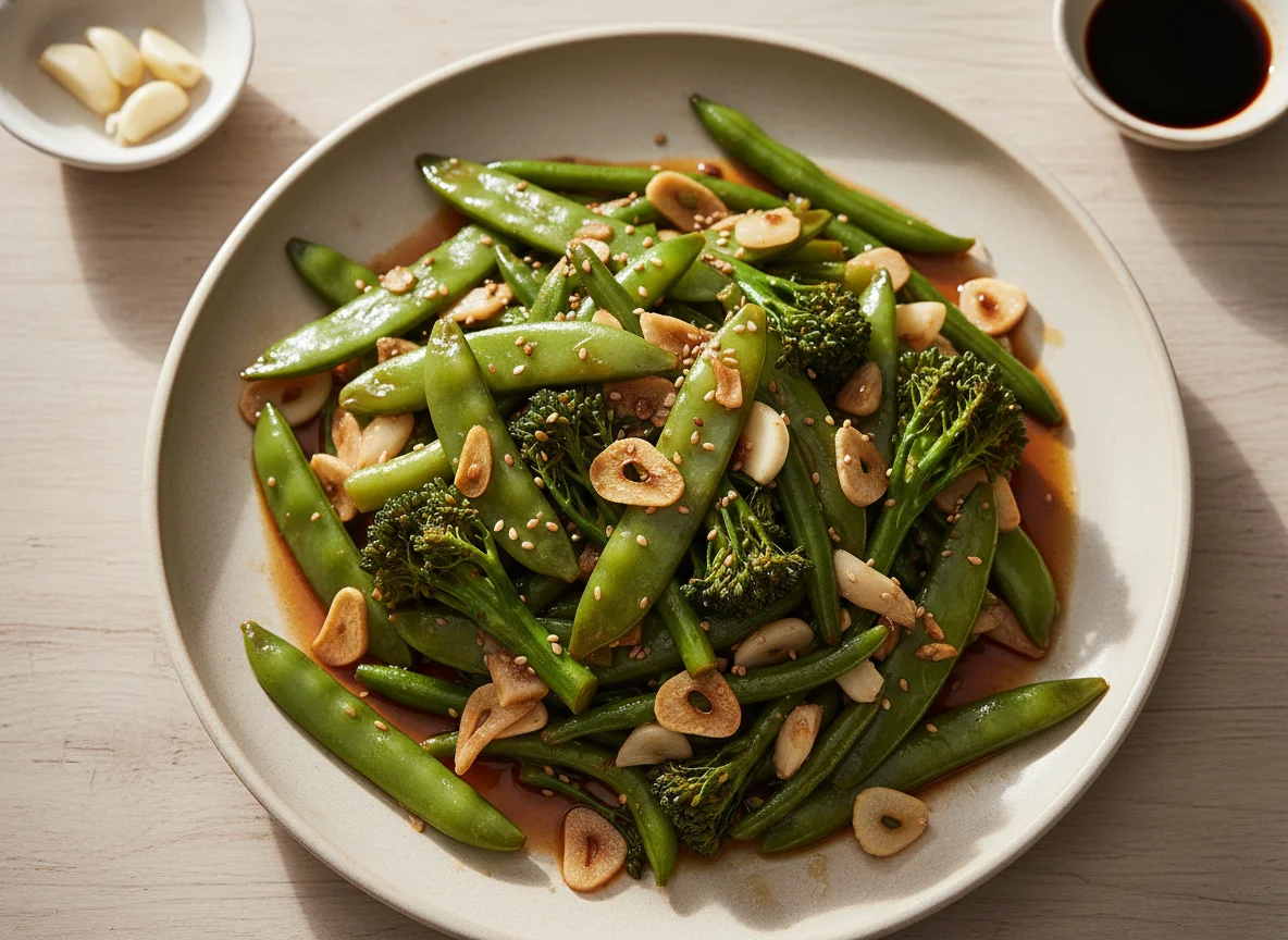 Stir-fried Green Vegetables with Garlic photo