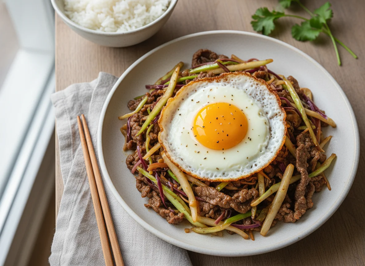 Stir-fried Meat with Egg photo