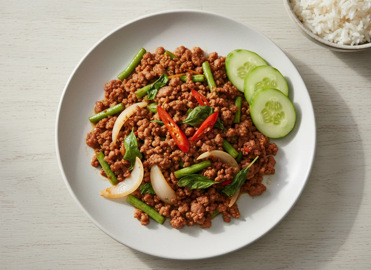 Stir-fried Minced Pork with Basil (Pad Krapow Moo) photo