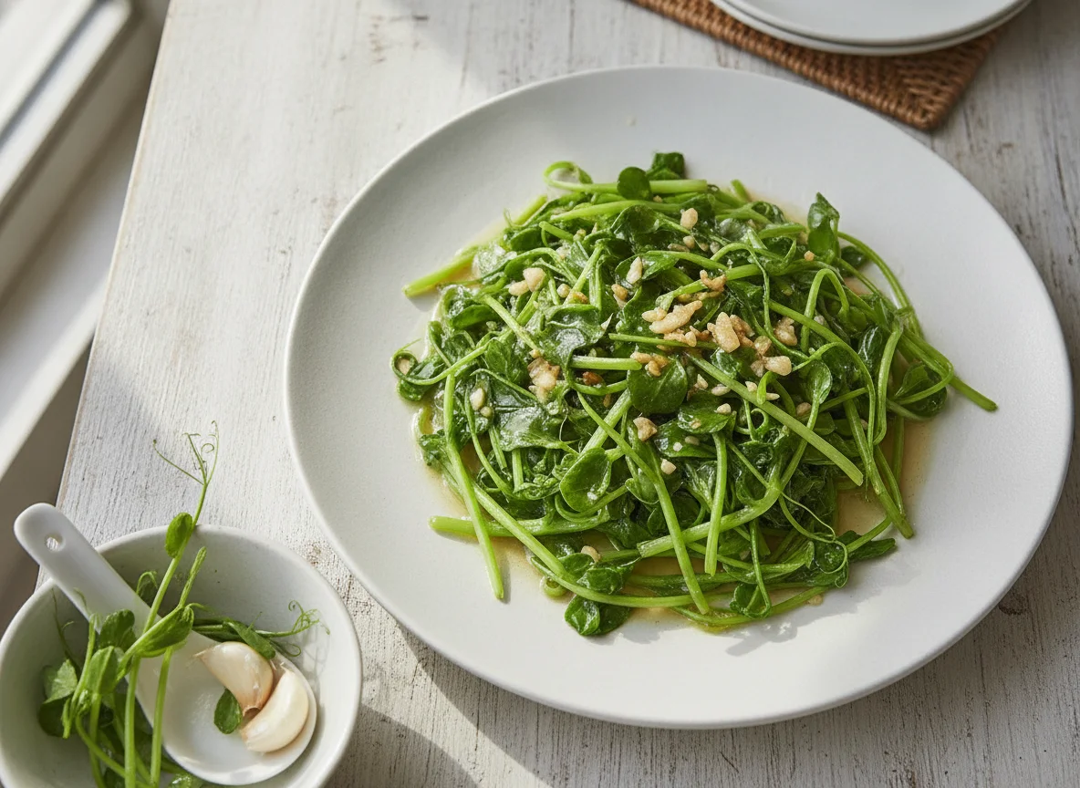 Stir-fried Pea Shoots with Garlic photo