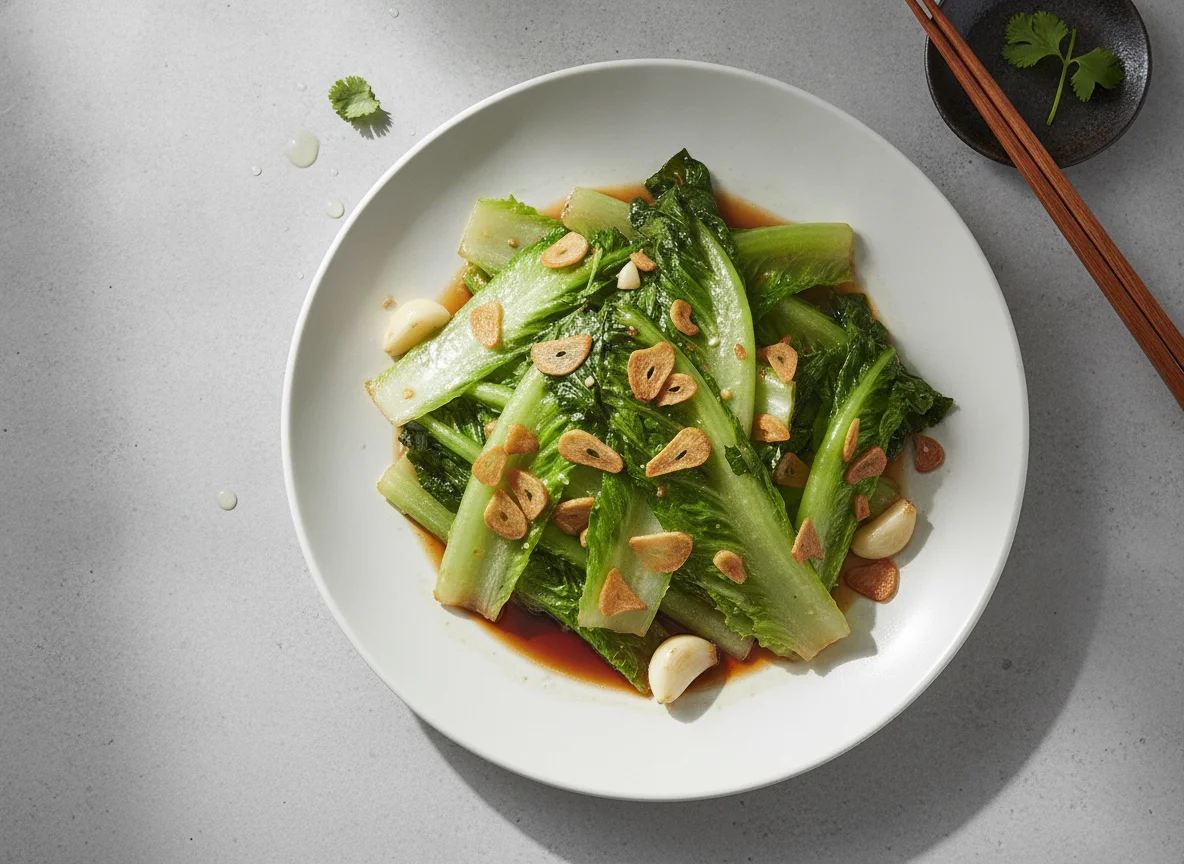 Stir-fried Romaine Lettuce with Garlic photo