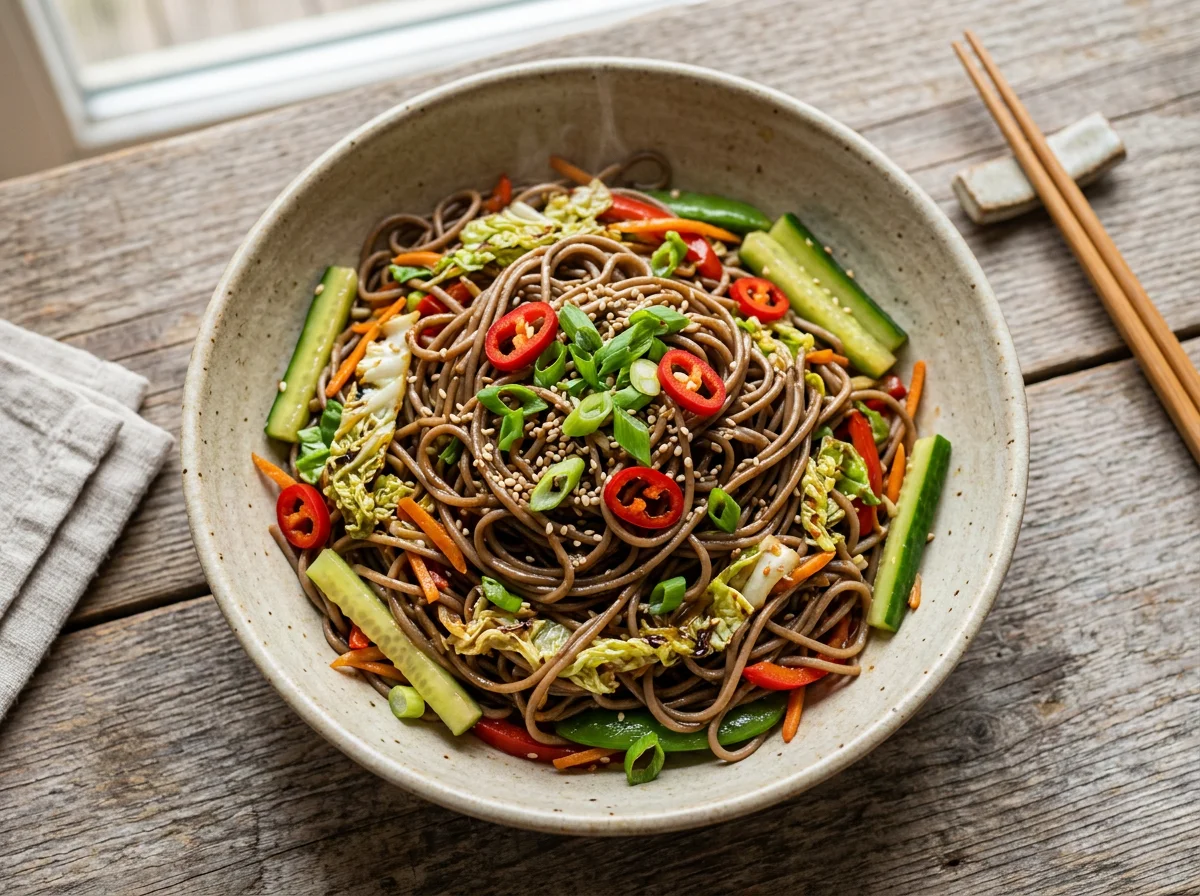 Stir-fried Soba Noodles with Vegetables photo