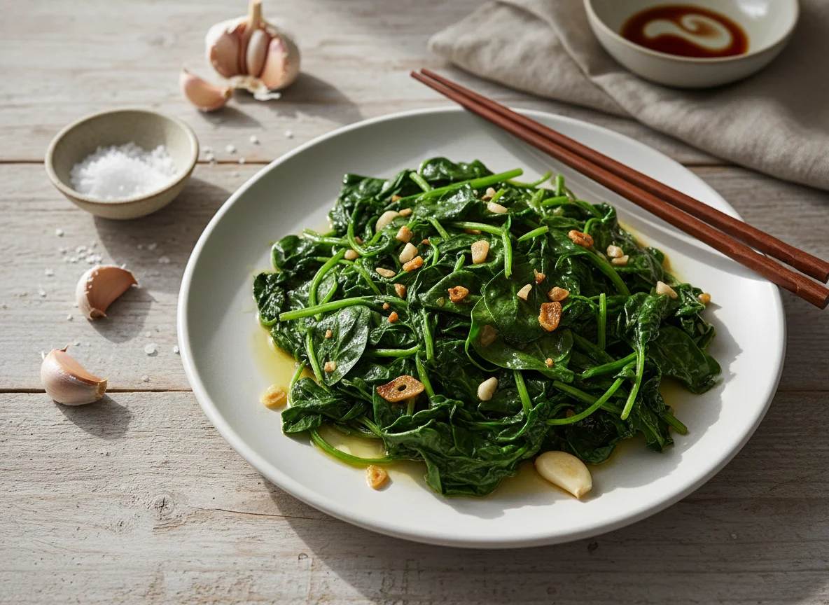 Stir-fried Spinach with Garlic photo