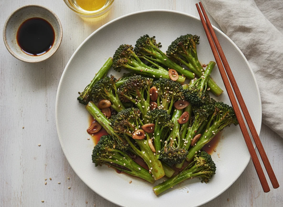 Stir-fried Tenderstem Broccoli with Garlic and Soy Sauce photo