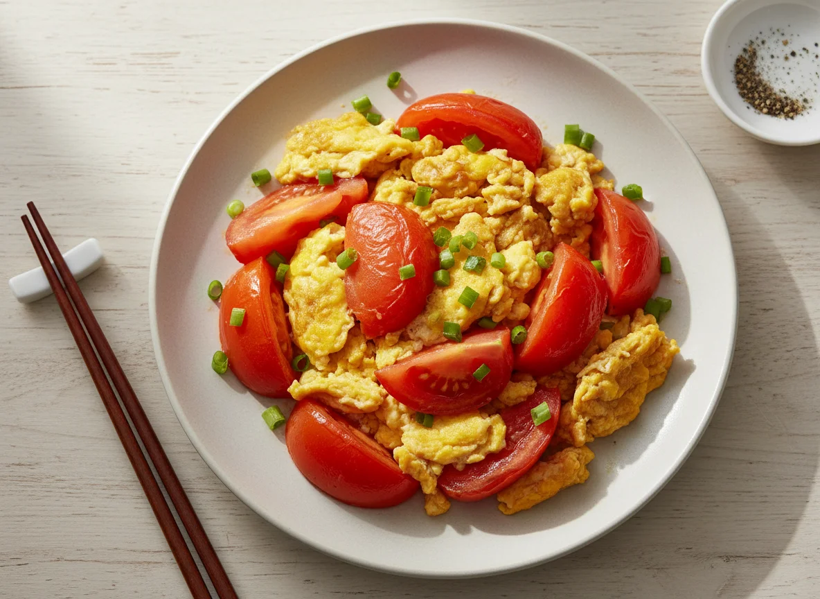 Stir-fried Tomatoes and Scrambled Eggs photo