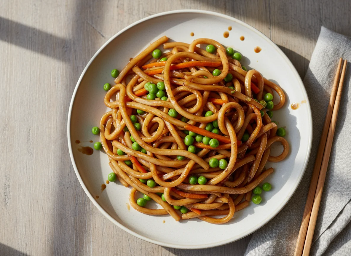 Stir-fried Udon Noodles with Vegetables photo