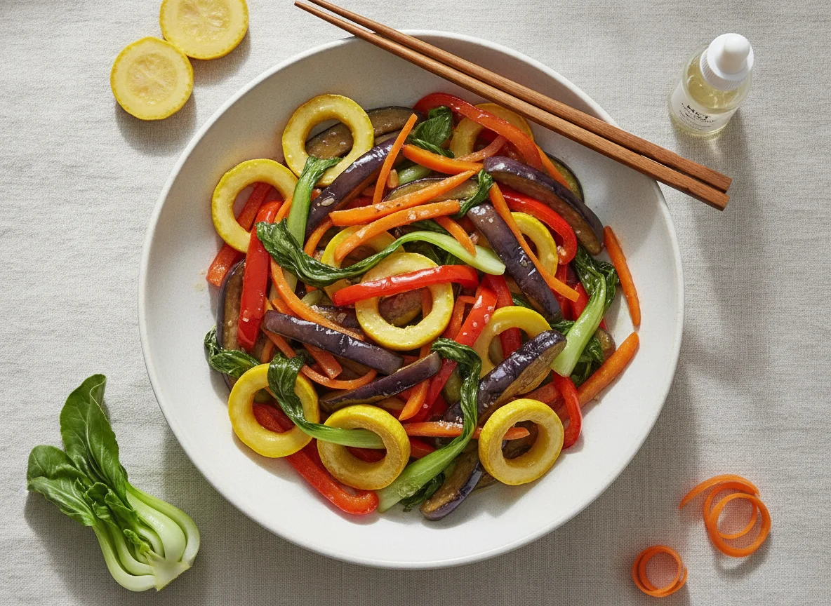 Stir-fried vegetables with MCT oil photo