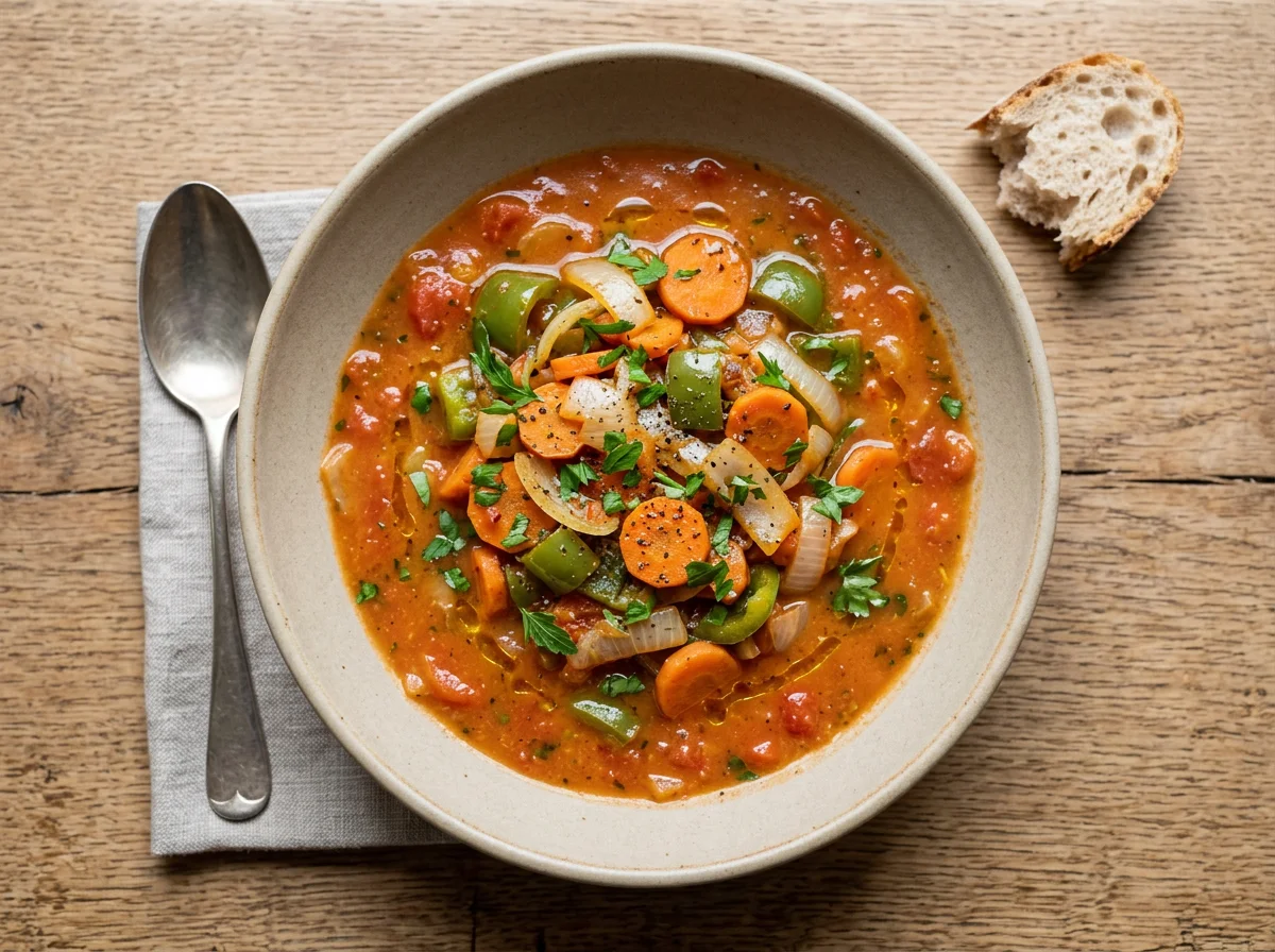 Stir-fried Vegetables with Tomato Soup photo