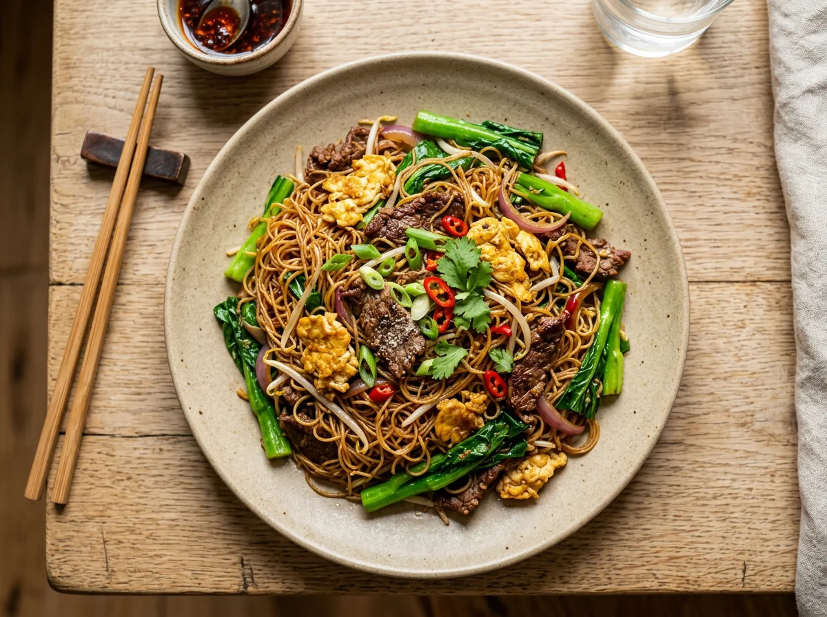 Stir-fried Vermicelli with Beef and Egg photo