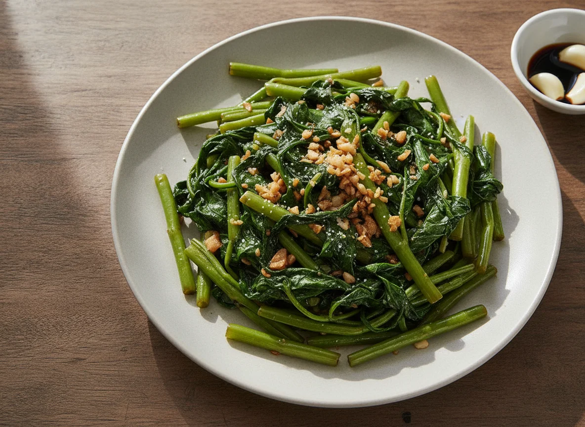 Stir-fried Water Spinach with Garlic photo