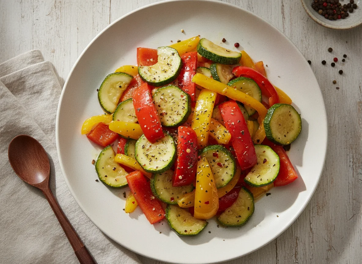 Stir-fried Zucchini and Bell Peppers photo