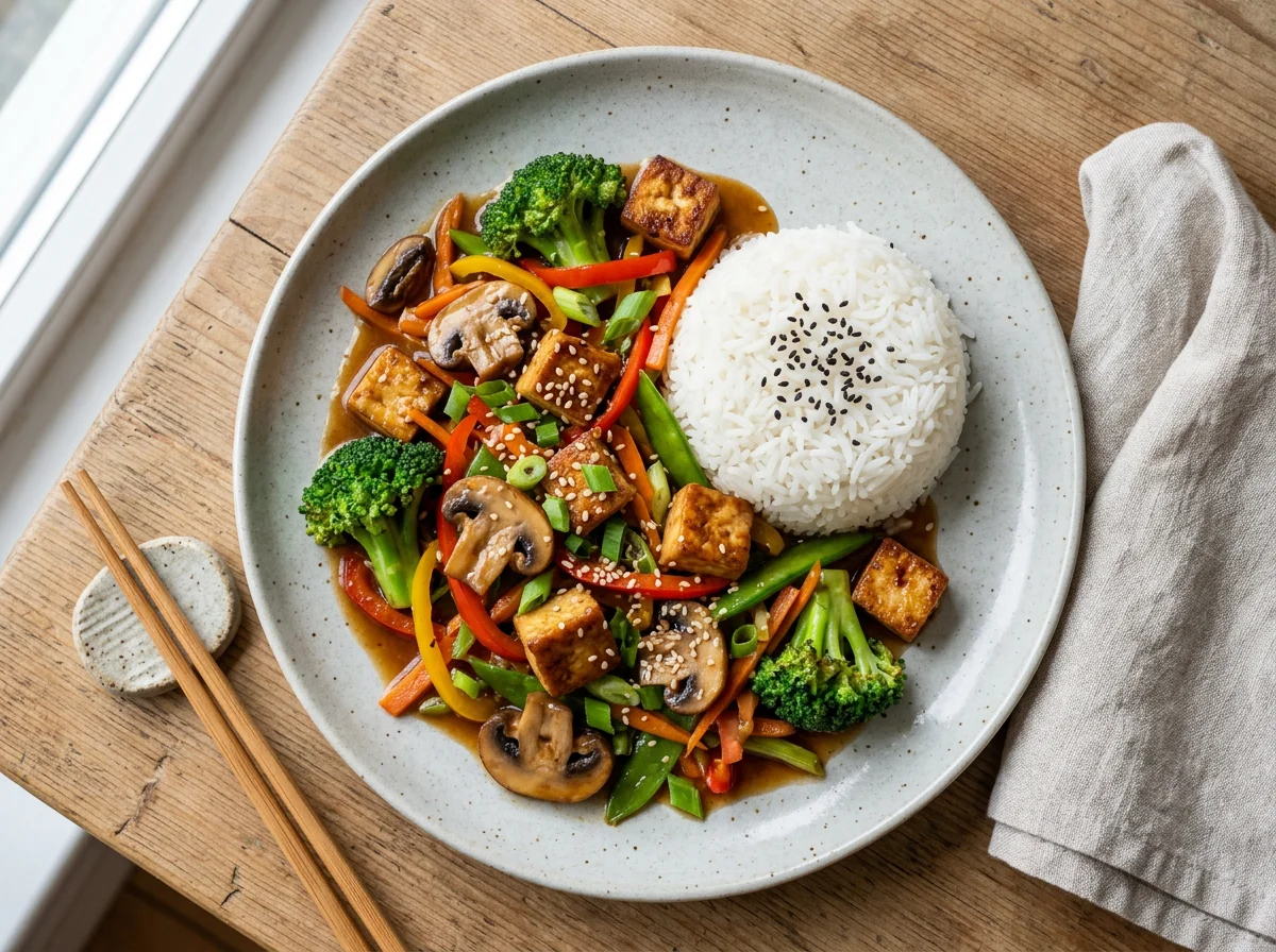 Stir-fry with Rice and Vegetables photo