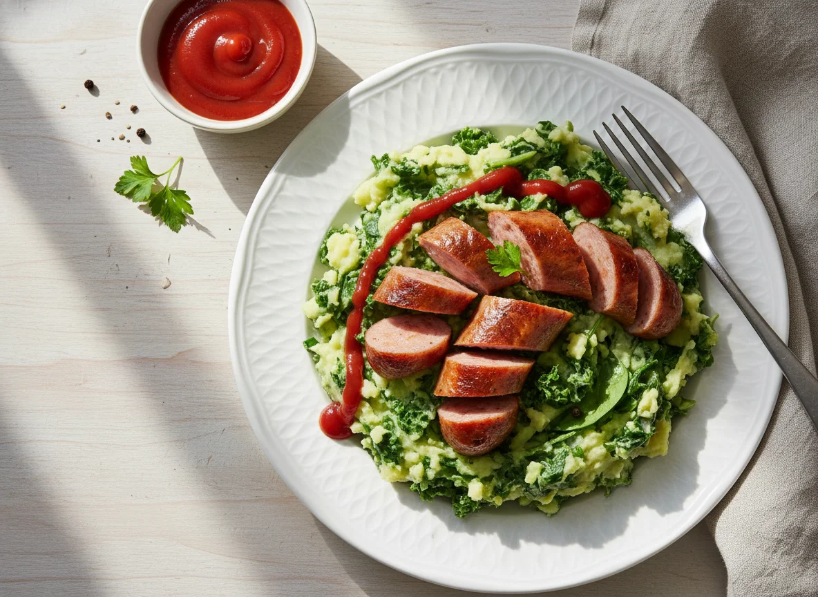 Stoemp with Sausage and Ketchup photo