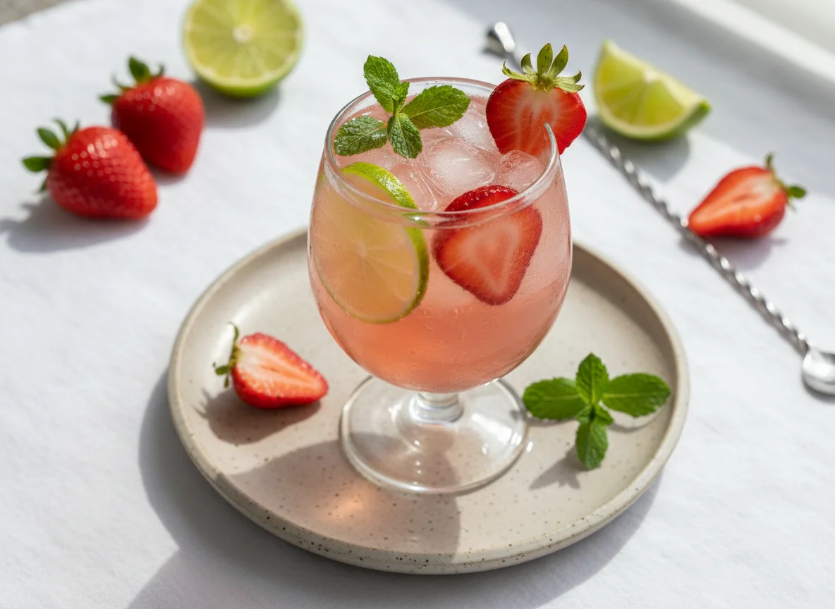 Strawberry and Lime Cocktail photo