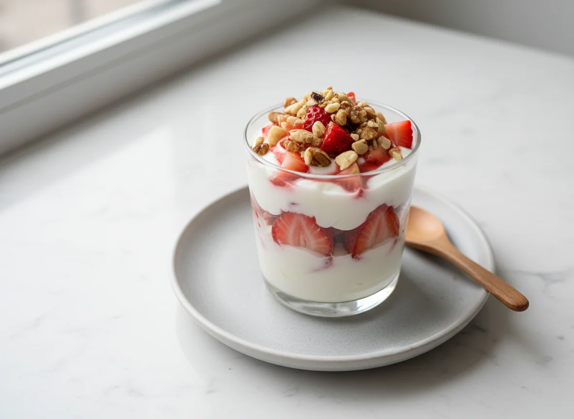 Strawberry Yogurt Parfait with Nuts photo