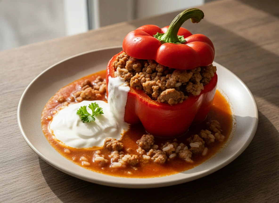 Stuffed Bell Pepper with Sour Cream photo