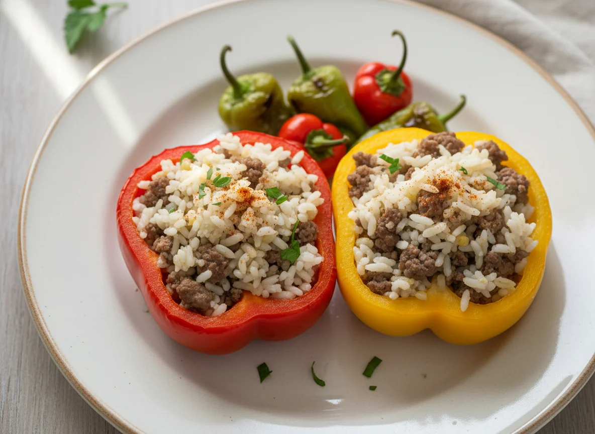 Stuffed Bell Peppers with Rice and Minced Meat photo