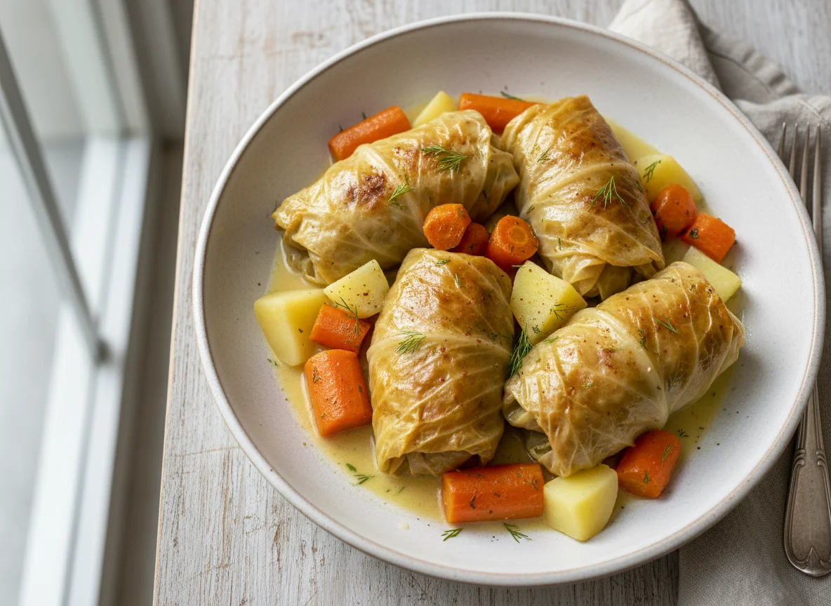 Stuffed Cabbage Rolls (Lahanodolmades) with Vegetables photo