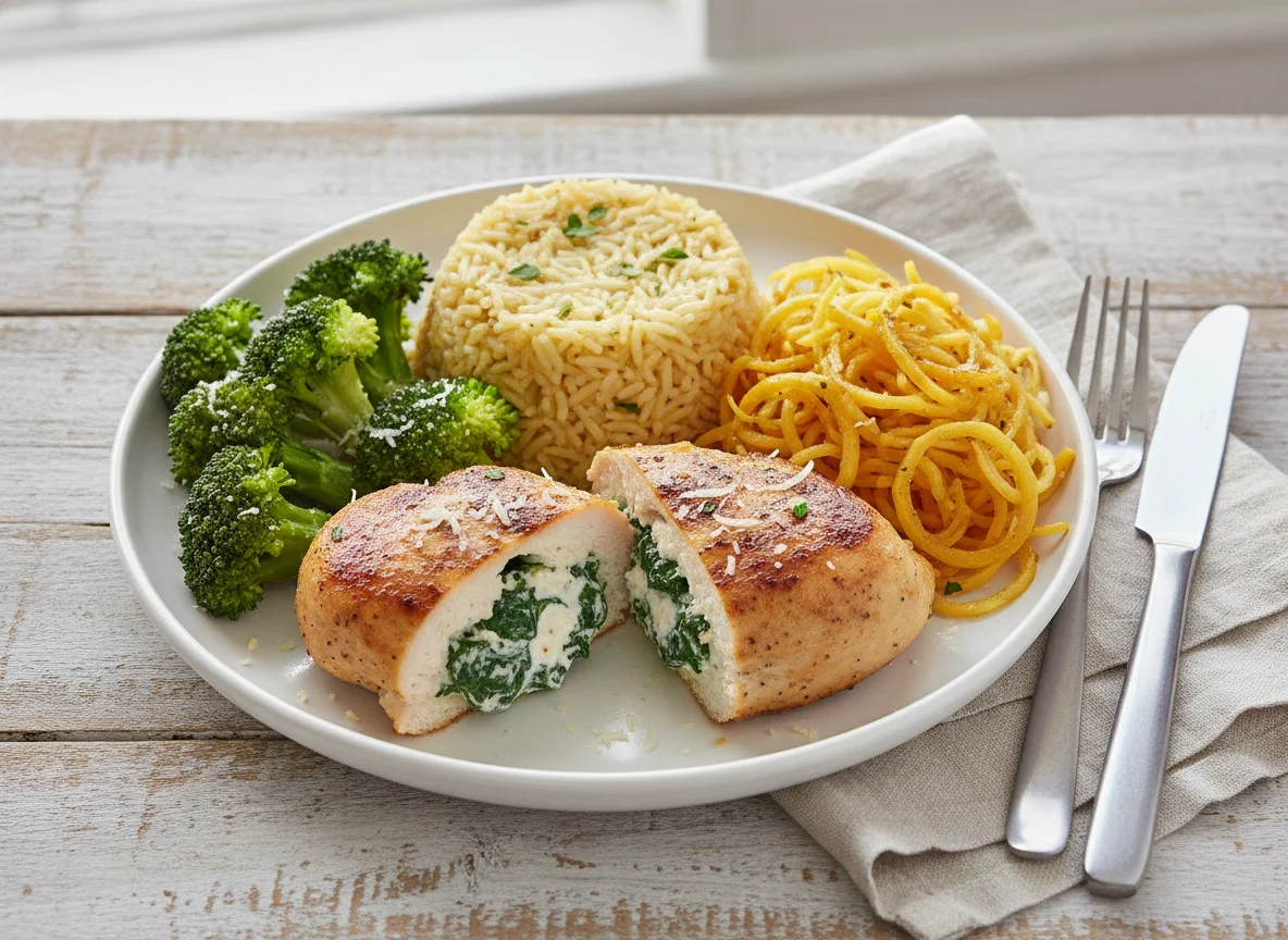 Stuffed Chicken Breast with Rice and Vegetables photo