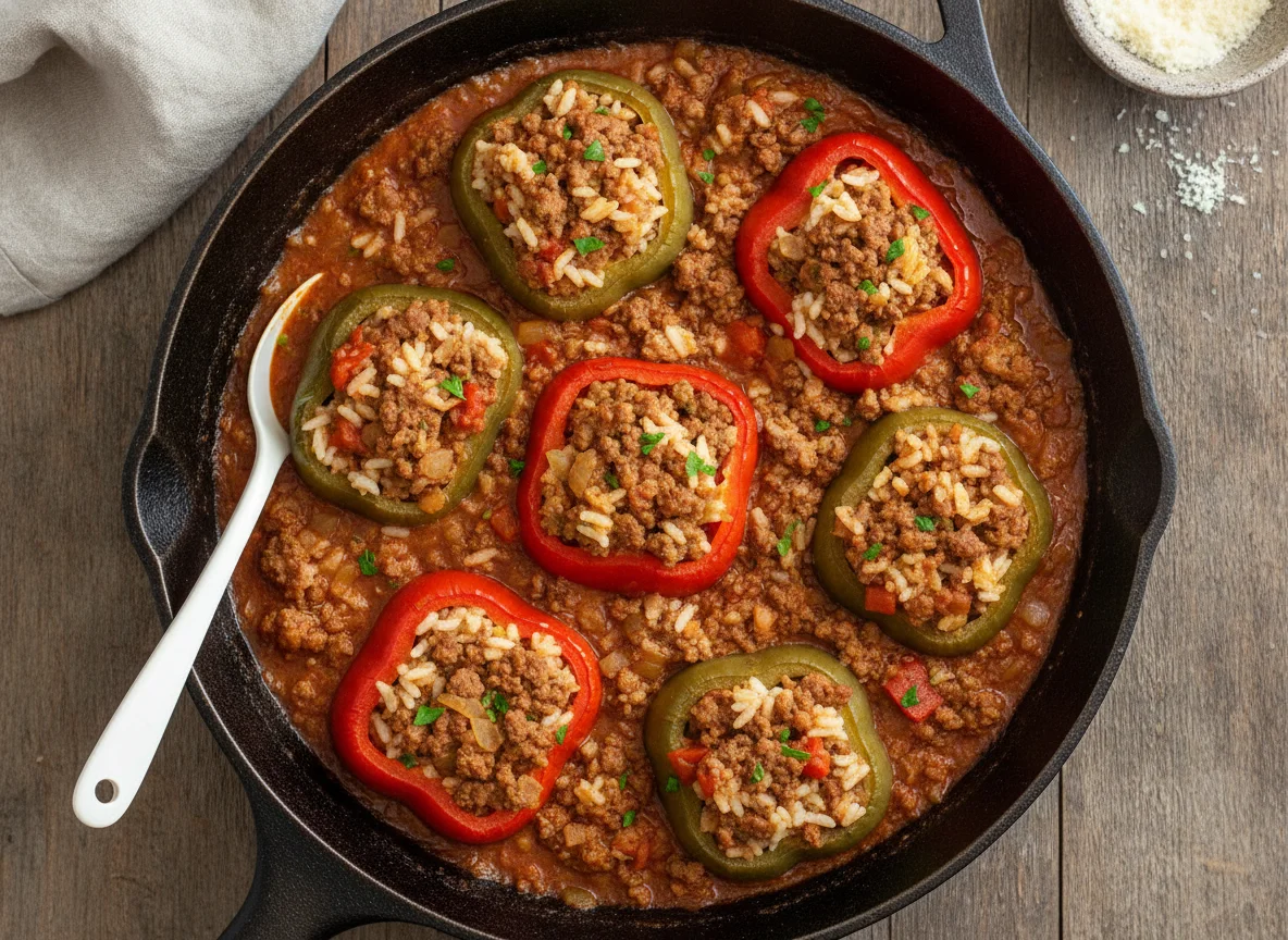 Stuffed Pepper Skillet with Ground Beef and Rice photo