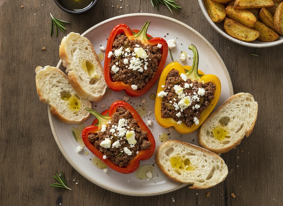 Stuffed Peppers with Feta and Bread photo