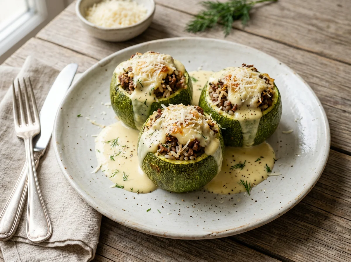 Stuffed Round Zucchini (Kolokithakia Gemista) photo