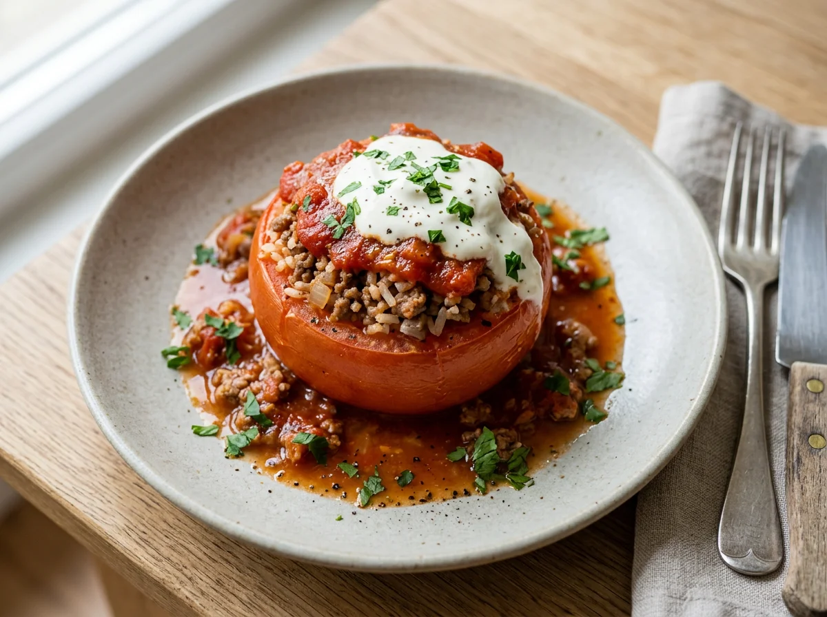 Stuffed Tomato with Sour Cream photo