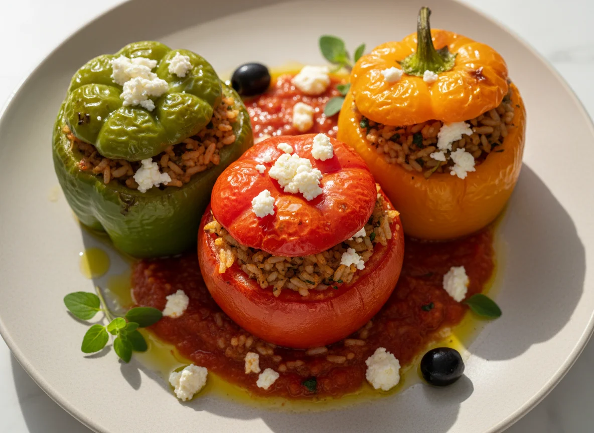 Stuffed Vegetables with Feta Cheese photo