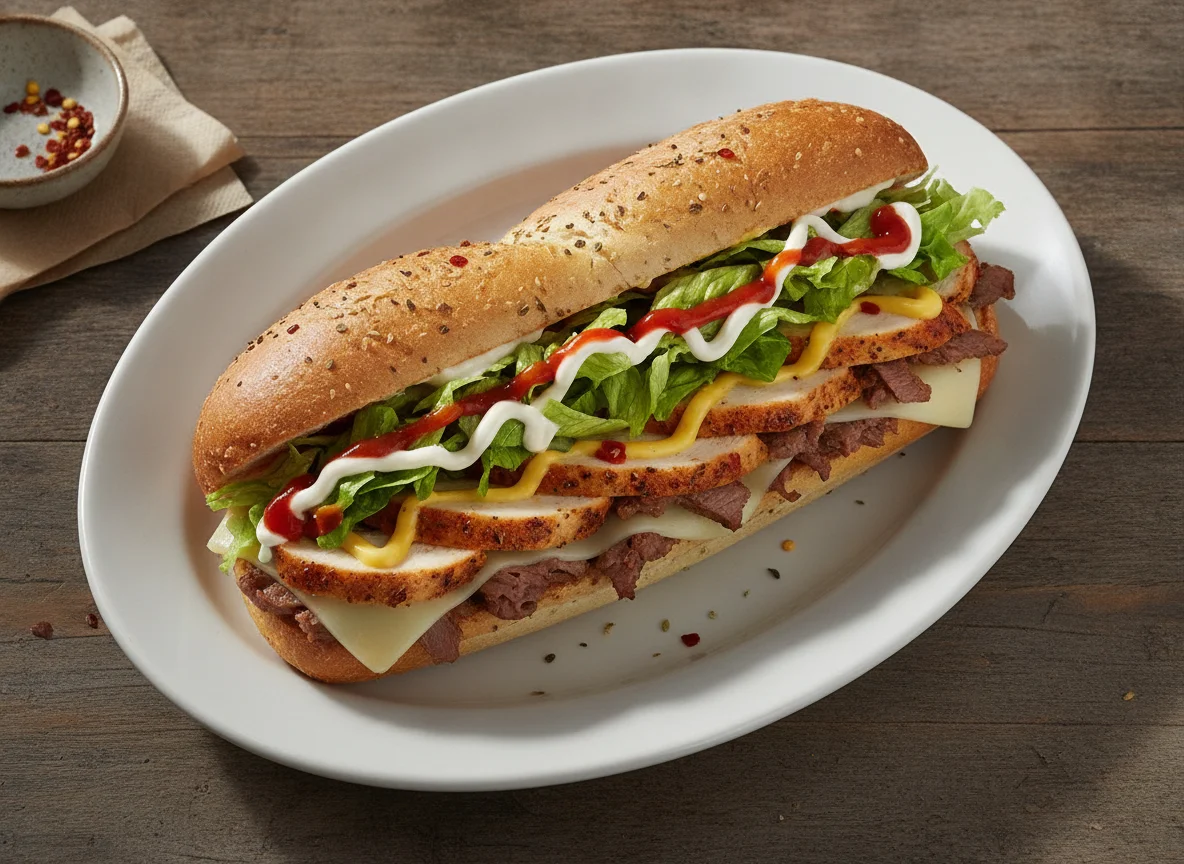 Subway 6" Steak & Cheese with Roasted Chicken Breast photo