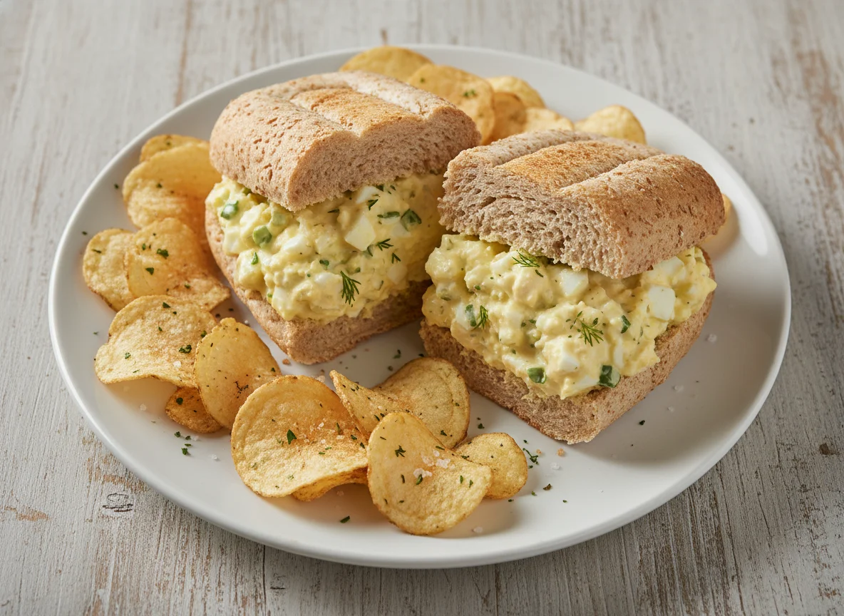 Subway Egg Salad Sandwich with Potato Chips photo