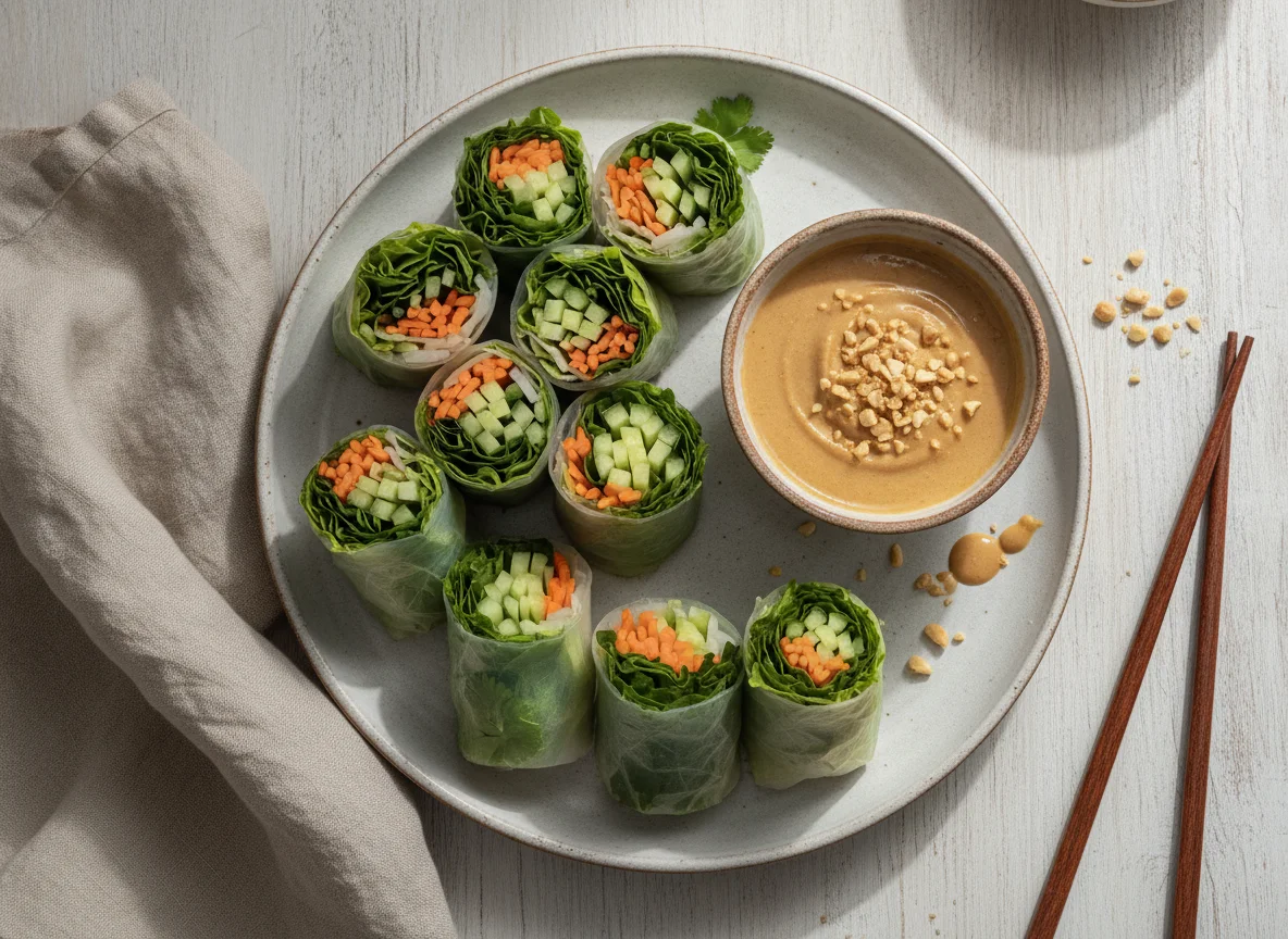 Summer rolls with peanut sauce photo