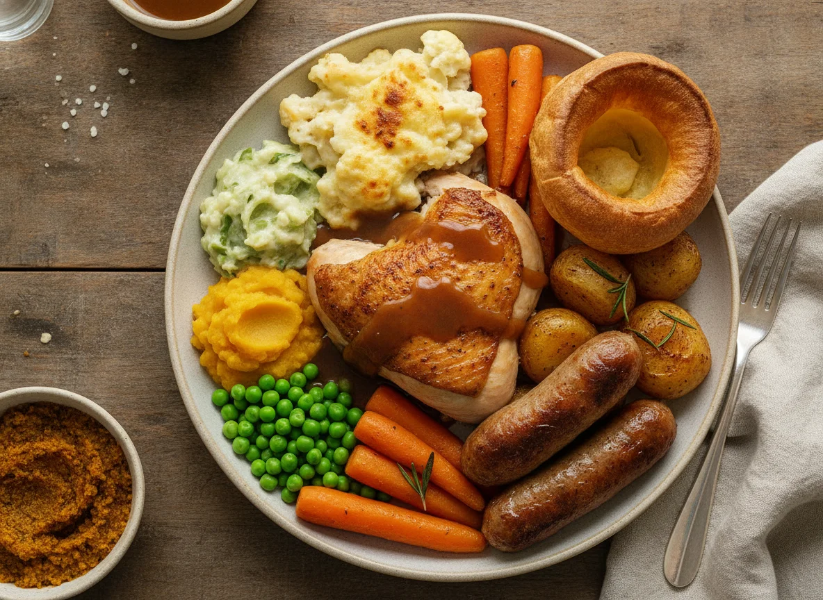 Sunday Roast with Chicken and Sausages photo
