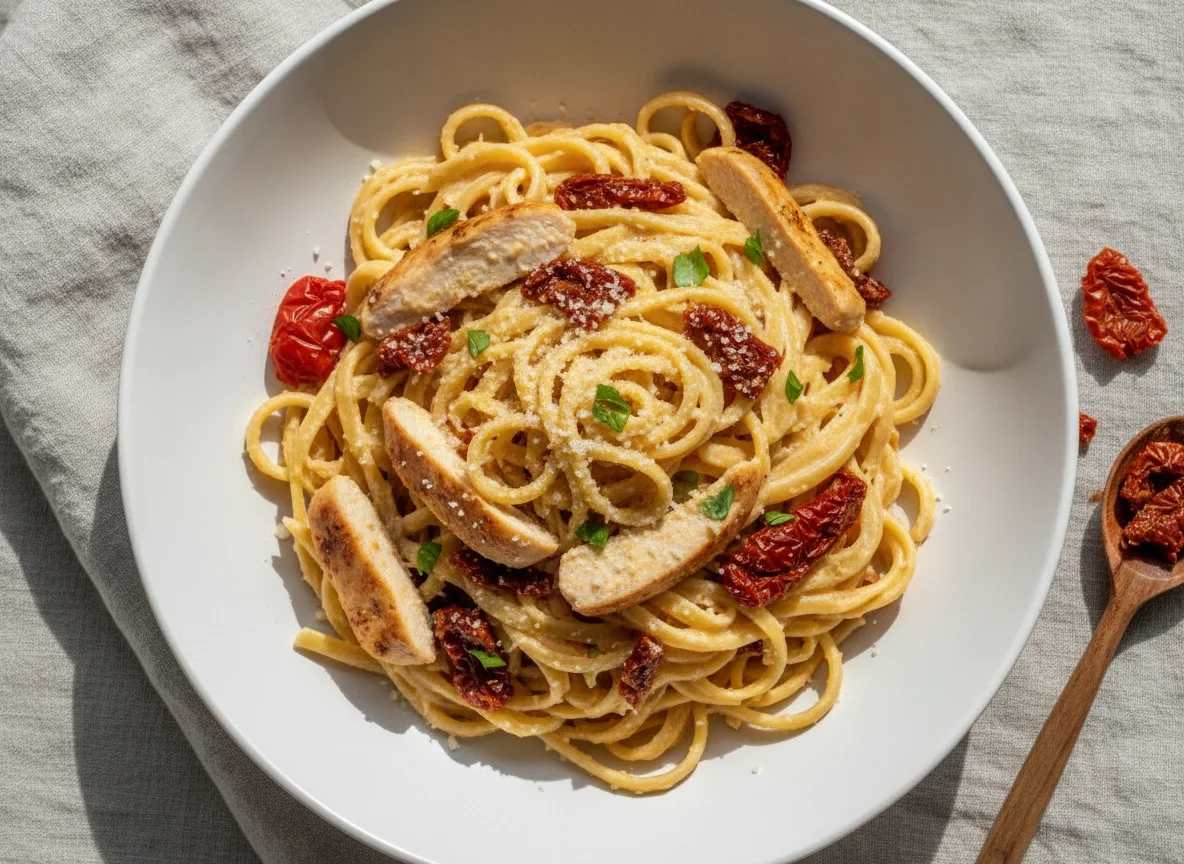 Sundried Tomato Chicken Alfredo Pasta photo