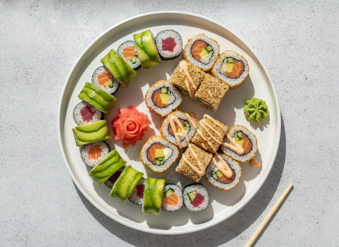Sushi Platter with Maki and Inside-Out Rolls photo