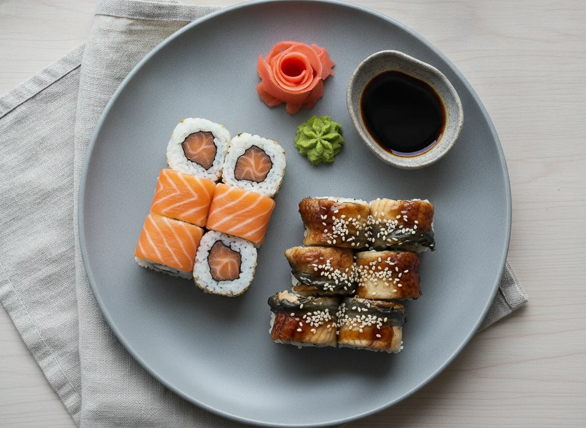 Sushi Set with Salmon and Eel photo