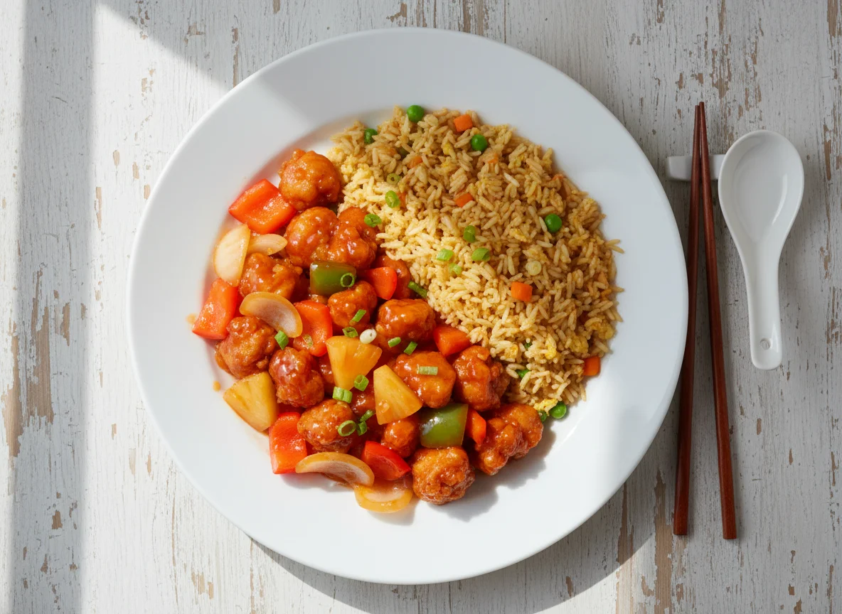 Sweet and Sour Chicken with Egg Fried Rice photo