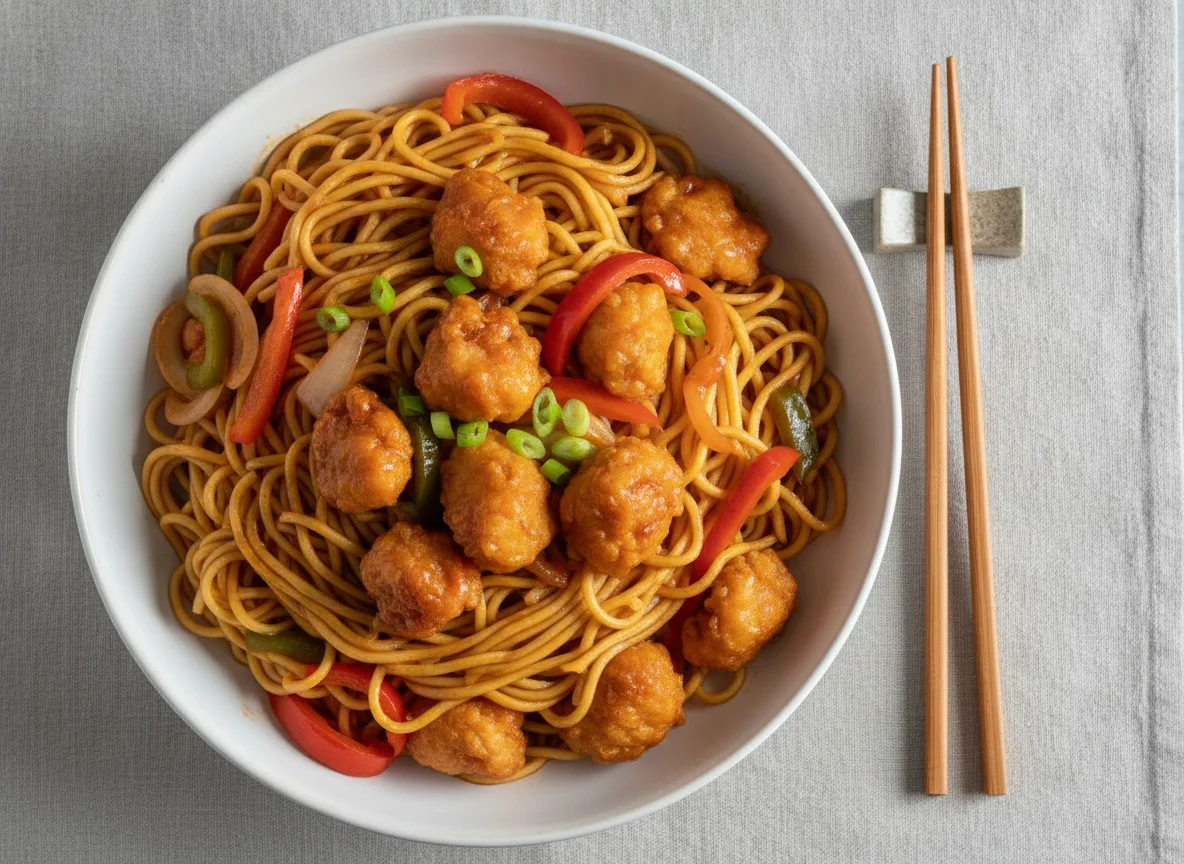 Sweet and Sour Chicken with Egg Noodles photo
