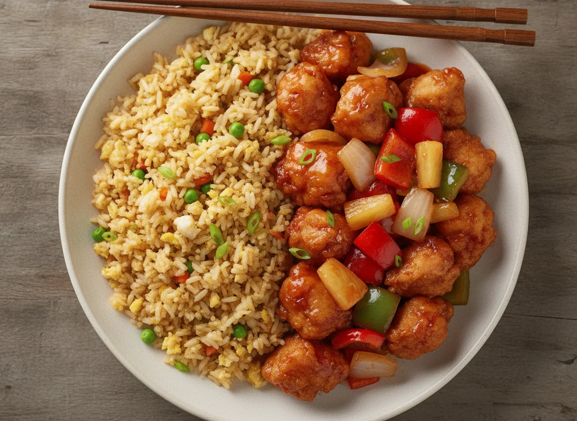 Sweet and Sour Chicken with Fried Rice photo