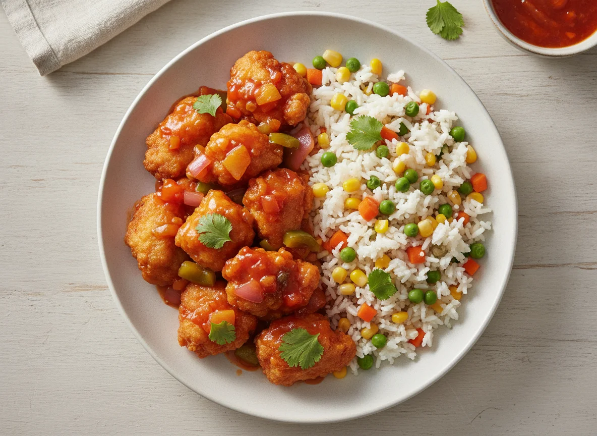Sweet and Sour Chicken with Vegetable Rice photo