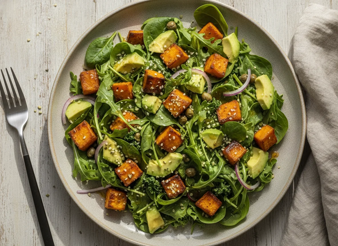 Sweet Potato and Avocado Salad with Hemp Seeds photo