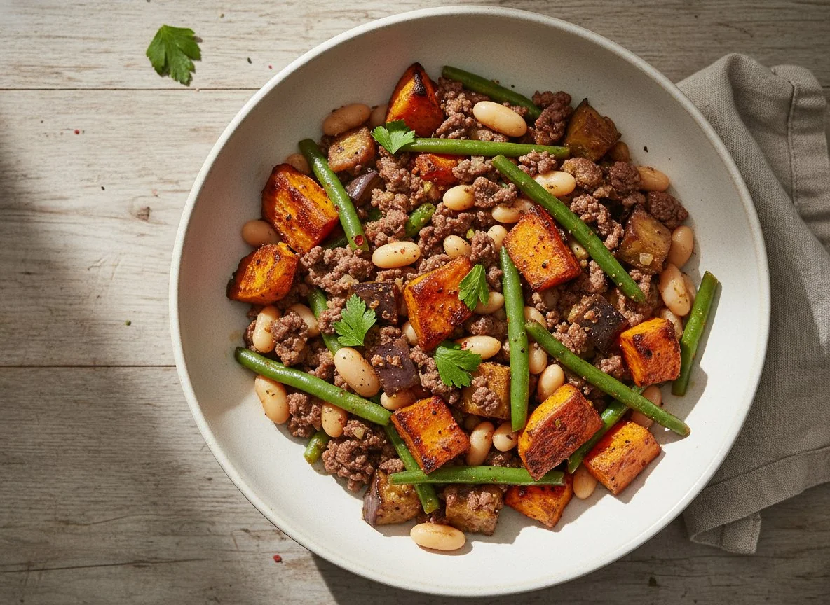 Sweet Potato and Minced Meat with Green Beans photo