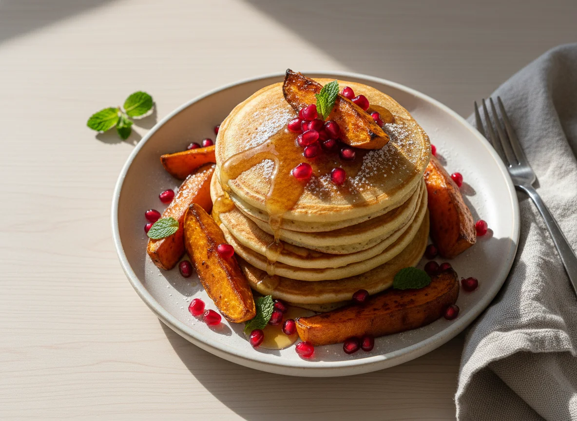 Sweet Potato and Pomegranate with Pancakes photo