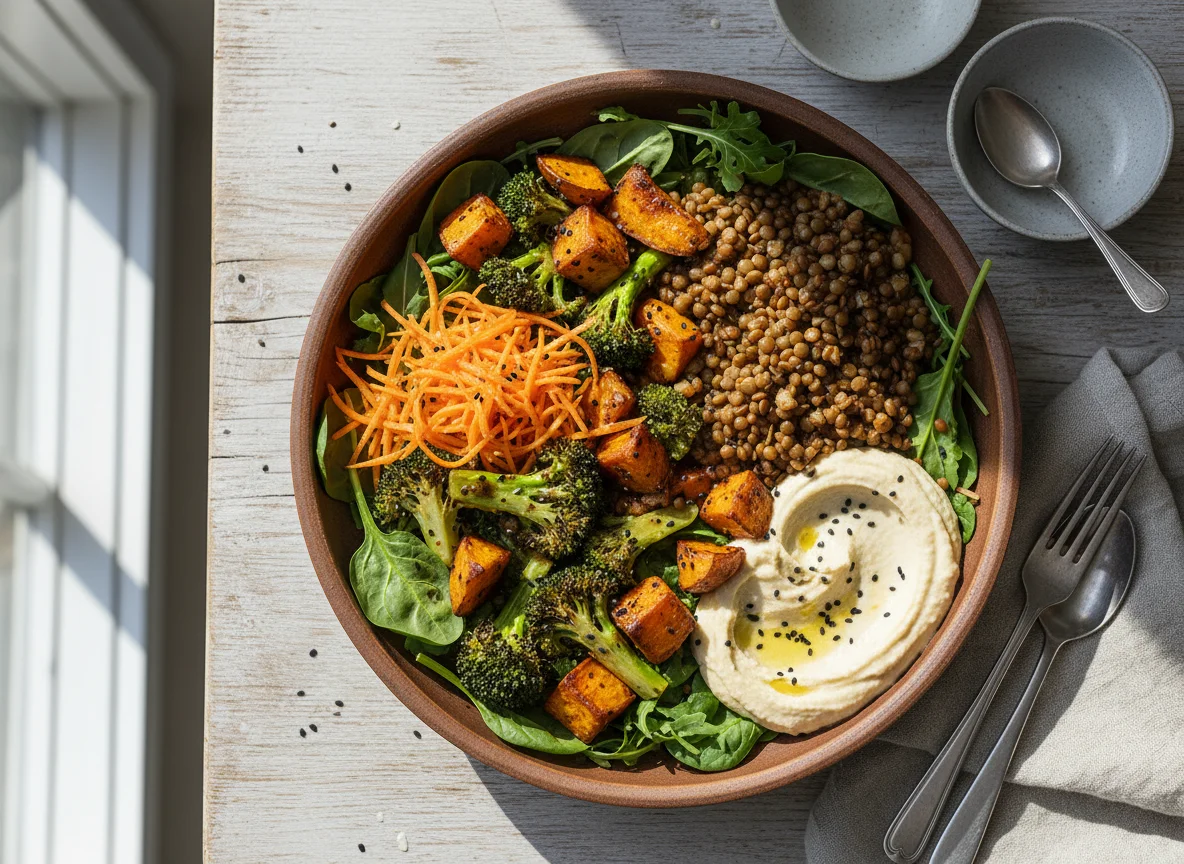 Sweet Potato Salad Bowl with Hummus photo