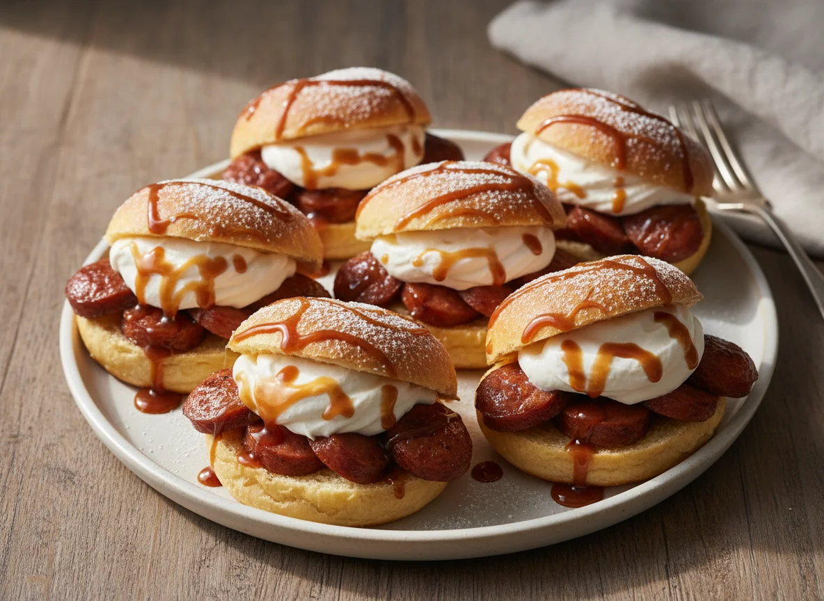 Sweet Sausage Buns with Cream photo